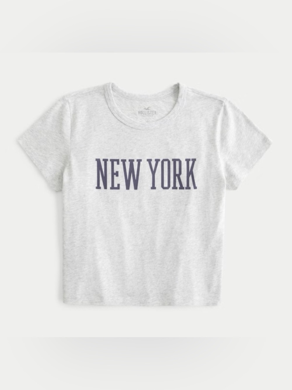 Hollister New York Graphic Baby Tee Heather Gray Cropped Tee - Size Small